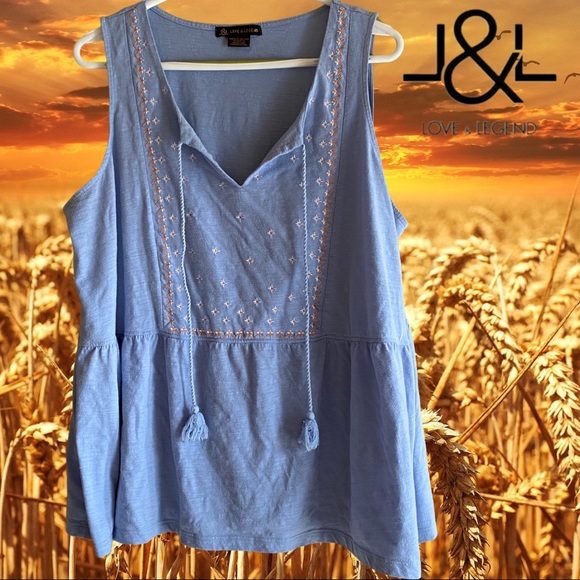 2/$25- Love & Legend Boho Embroidered Top sz Plus 3x - Picture 2 of 13